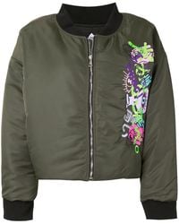 Natasha Zinko - Embroidered Motif Cropped Bomber Jacket - Lyst