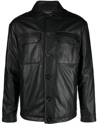 Emporio Armani - Button-up Leather Jacket - Lyst