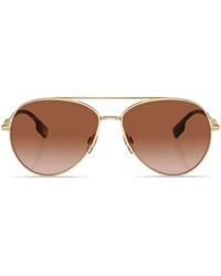 Burberry - Logo-Plaque Pilot-Frame Sunglasses - Lyst
