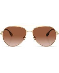 Burberry - Logo-Plaque Pilot-Frame Sunglasses - Lyst