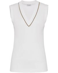Brunello Cucinelli - Top de canalé sin mangas - Lyst