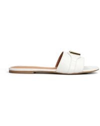 Via Roma 15 - Logo Leather Flat Sandals - Lyst