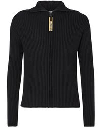 Fendi - Ribbed-Knit Zip-Up Sweater - Lyst