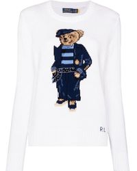 Polo Ralph Lauren Wool Teddy Bear Intarsia Sweater in Cream (Natural) | Lyst