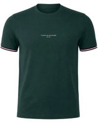 Tommy Hilfiger - Logo-Print Tipped-Trim T-Shirt - Lyst