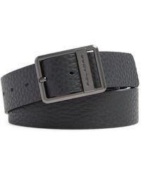 Piquadro - Logo-Engraved Pebbled-Leather Belt - Lyst
