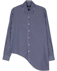 Ssheena - Slogan-print Striped Asymmetric Shirt - Lyst
