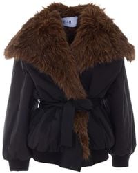 ELEH - Faux-Fur Collar Belted Jacket - Lyst