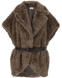 P.A.R.O.S.H. - Gilet Met Afwerking Van Imitatiebont En Ceintuur - Lyst