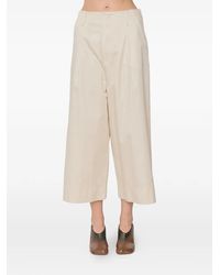 Susanne Bommer - Pleated Wide-Leg Cropped Trousers - Lyst