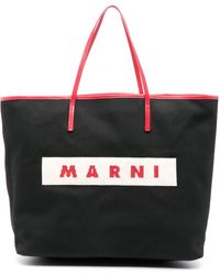 Marni - Shopper aus Canvas mit Logo-Patch - Lyst