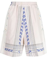 By Walid - Embroidered Linen Drop-Crotch Shorts - Lyst