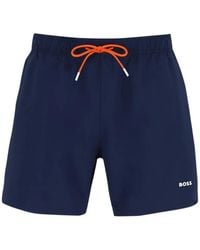 BOSS - Quick-Dry Swim Shorts With Logo Detail - Lyst
