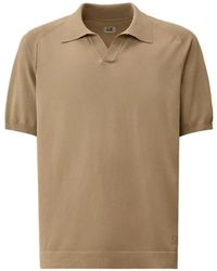 C.P. Company - Cotton Crepe Short Sleeve Polo Sweater - Lyst