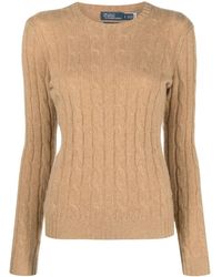 Polo Ralph Lauren - Brown Cable-knit Cashmere Sweater - Lyst