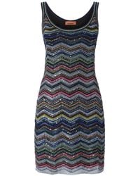 Missoni - Robe Courte En Maille À Chevrons Et Sequins - Lyst