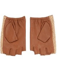 Karl Lagerfeld - Leather Crochet-Detailing Gloves - Lyst
