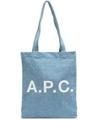 A.P.C. - Lou Logo-print Denim Tote Bag - Lyst