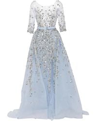 Saiid Kobeisy - Robe Longue En Tulle À Taille Ceinturée - Lyst