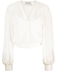 Forte Forte - Cropped Blouse Verfraaid Met Kralen - Lyst