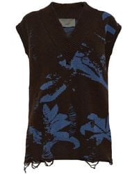 Akep - Distressed Floral-Intarsia Knit Vest - Lyst