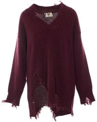 Aniye By - Distressed V-Neck Sweater - Lyst