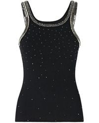 Pinko - Ribbed Top With Bejewelled Embellishment - Lyst
