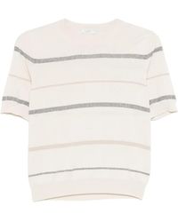 Peserico - Stripe-Pattern T-Shirt - Lyst