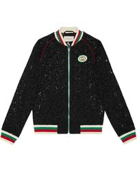 Gucci Bomberjack Met Bloemenkant - Zwart