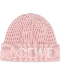 Loewe - Logo-Embroidered Ribbed-Knit Beanie Hat - Lyst