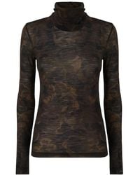 Pinko - Floral-Print Roll-Neck Top - Lyst