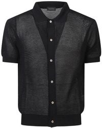 Tagliatore - Knit Shirt With Button Closure And Ribbed Collar - Lyst