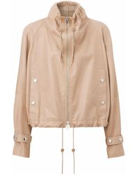 Burberry Cropped Leather Jacket - Natural