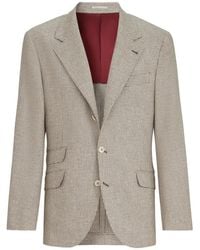 Brunello Cucinelli - Wool, Alpaca And Silk Houndstooth Deconstructed Cavallo Blazer - Lyst