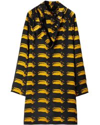 Burberry - Duck Print Long Sleeve Silk Shirtdress - Lyst