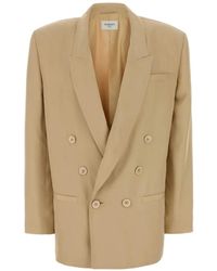 Saint Laurent - Double-Breasted Silk Blazer - Lyst