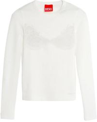 DIESEL - X Tinder Lace-Print Ribbed T-Shirt - Lyst