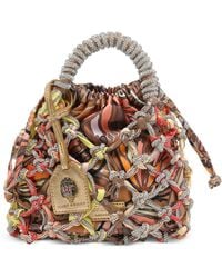 Kurt Geiger - Crystal-Embellished Net-Effect Bucket Bag - Lyst