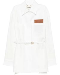 Fendi - Jacket Belted Linen-Cotton - Lyst