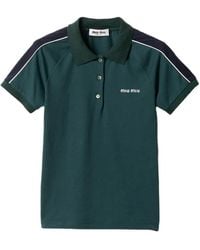 Miu Miu - Two-Tone Jersey Polo Shirt - Lyst