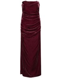 ROTATE BIRGER CHRISTENSEN - Silk Velvet Ruched Dress Dark - Lyst