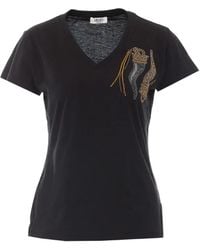 Liu Jo - Strass-Embellished V-Neck T-Shirt - Lyst