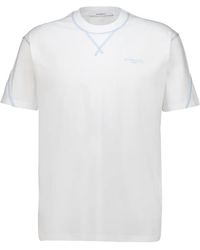 Givenchy - T-Shirt Met Geborduurd Logo En Contrasterend Stiksel - Lyst