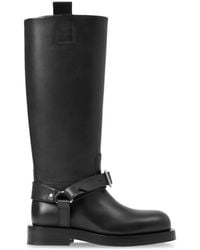 Burberry - Saddle Knee-high Leather Boots - Lyst