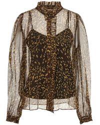 Twinset - Animal-Print Ruffled Shirt - Lyst