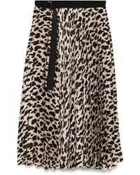 Sacai - Leopard Print Midi Skirt - Lyst