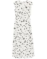 Alysi - Leaf-Print Ruched-Detail Dress - Lyst