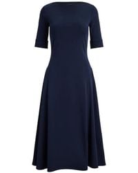 Ralph Lauren - Rib-Knit Stretch Cotton Midi Dress - Lyst