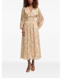 Morgan - Paisley-Print V-Neck Midi Dress - Lyst
