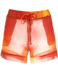 Amir Slama Printed Silk Shorts - Orange